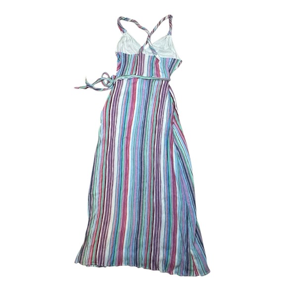 Striped‎ Maxi Hanter Dress Wrap Style Sleeveless Casual Colorful Women's Large - Picture 6 of 13